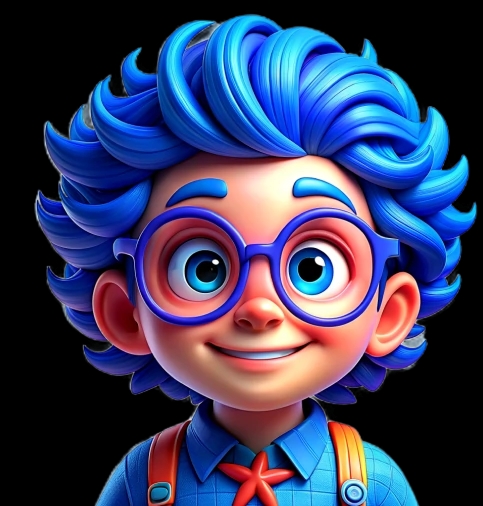 child with blue hair and eyes
